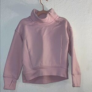 Girl’s Pink Sweater with zipper at neck and kangaroo pocket